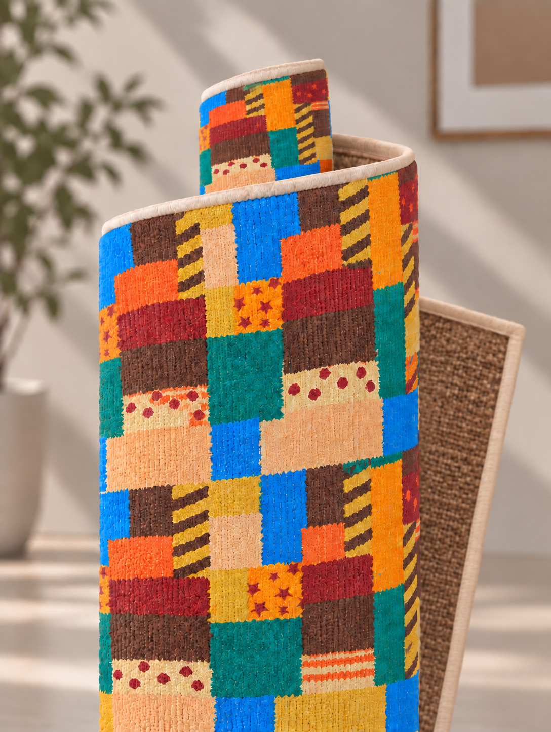 Multicolour patchwork woven replacement mat