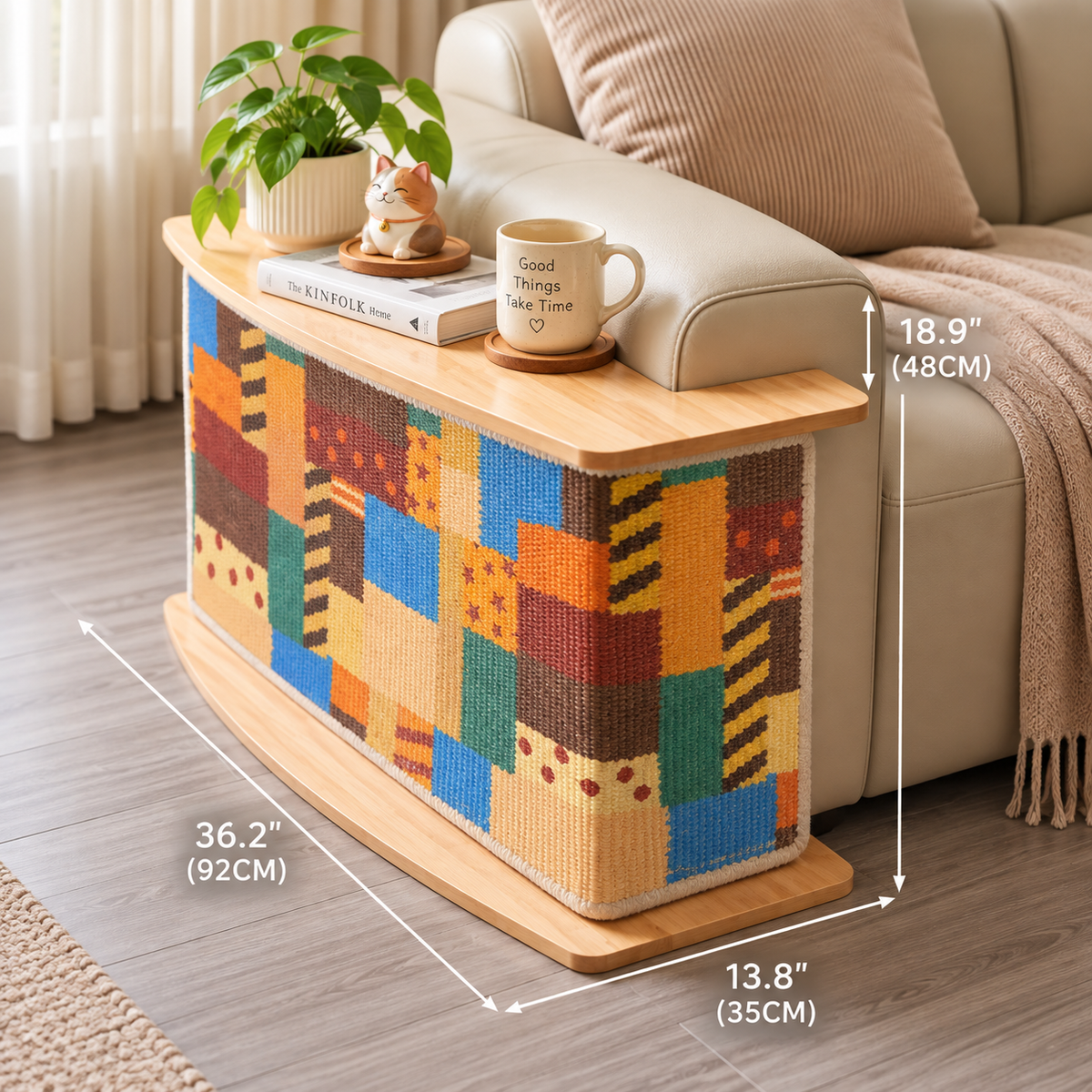 Meow corner Right scratching table in Patchwork sisal