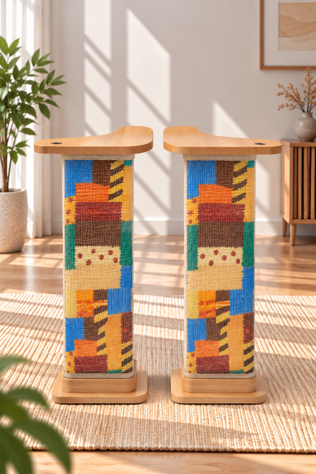 Meow corner 2 inch riser with Patchwork sisal