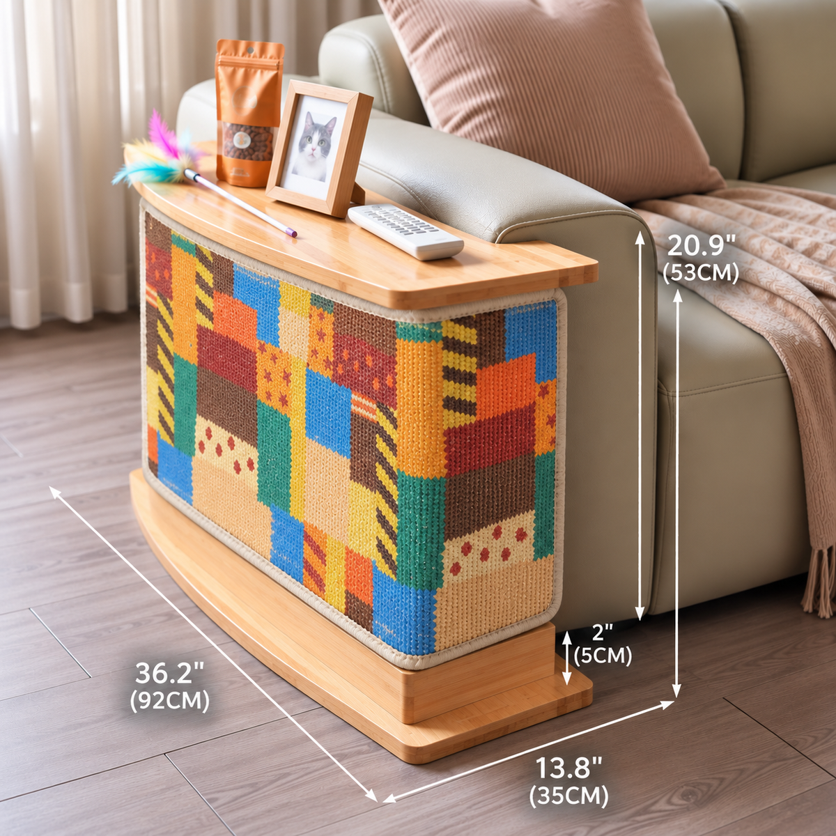 Meow corner 2 inch riser Patchwork sofa scene